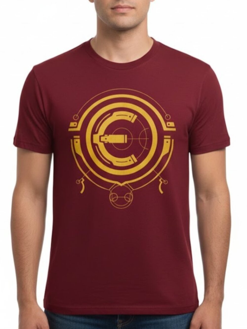 Marvel Studios Eternals T-Shirt Men Small Rhubarb Red Gold Celestial NWT